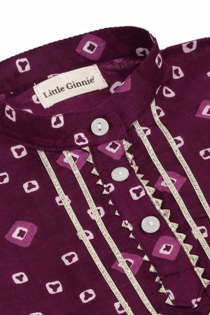Purple Bandhani Kurta Pajama