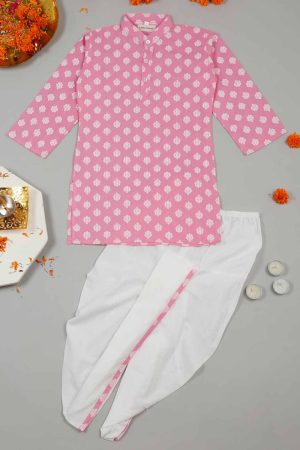 Pink Printed Dhoti Kurta