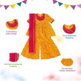 Girls Pink & Yellow Lehriya Sharara Suit