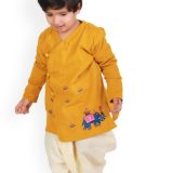 Angrakha Kurta Dhoti - mustard white