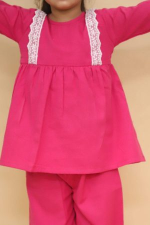 Pink Organza Lace Co Ord Set