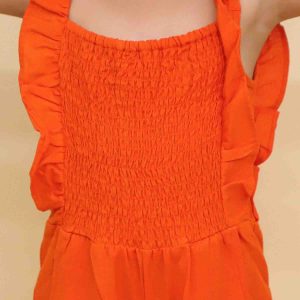 Orange Smocking Jumpsuit