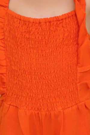 Orange Smocking Jumpsuit