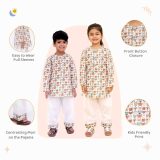 Animal Face Print Kurta Pajama Night Suit