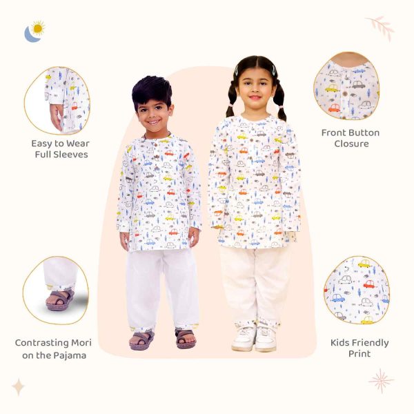 Car Print Kurta Pajama