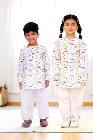 Car Print Kurta Pajama