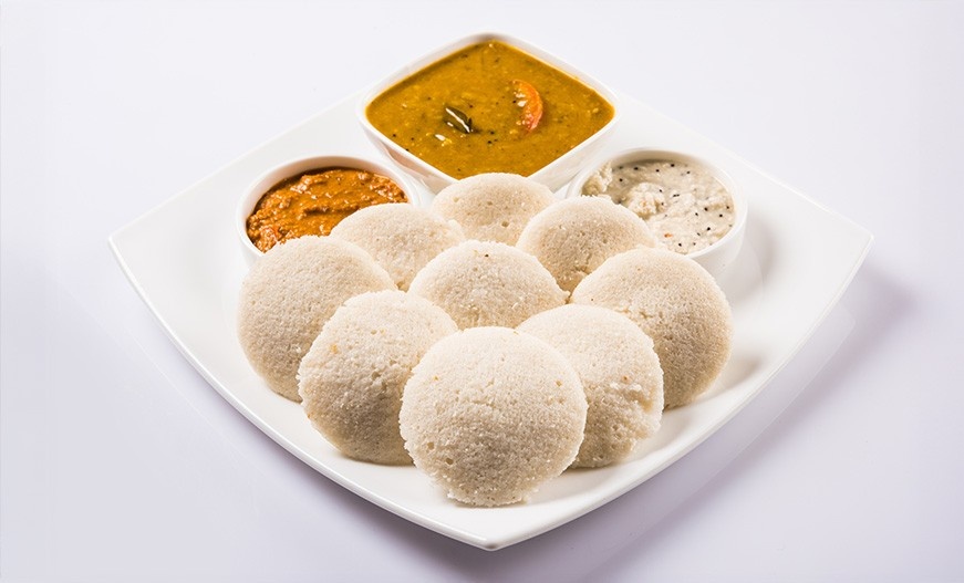 Moong Dal Idli with Sambhar