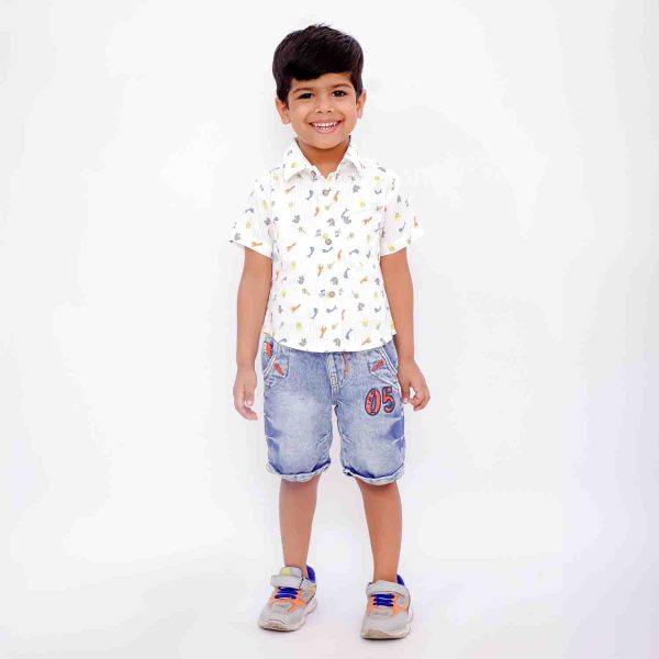 White Jungle Print Shirt