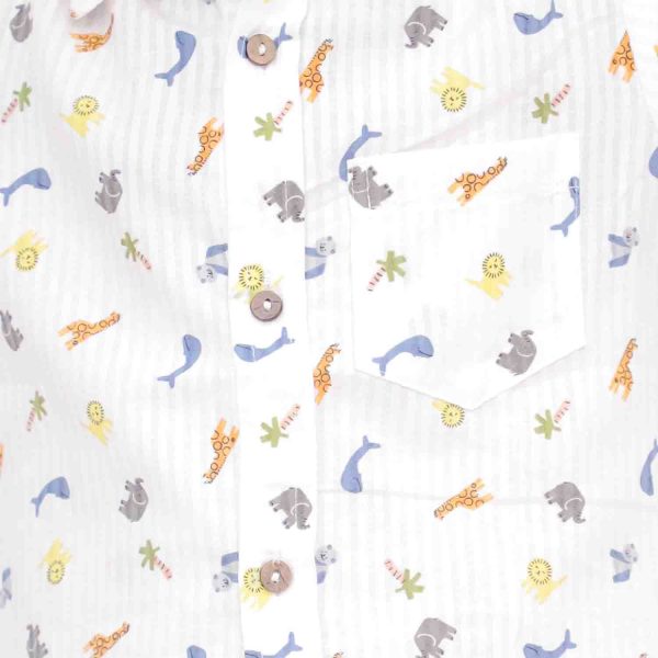 White Jungle Print Shirt