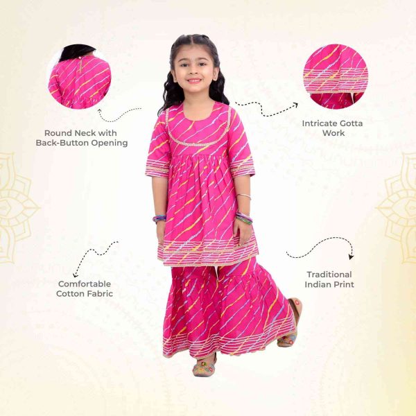 Pink Lehriya Sharara Set