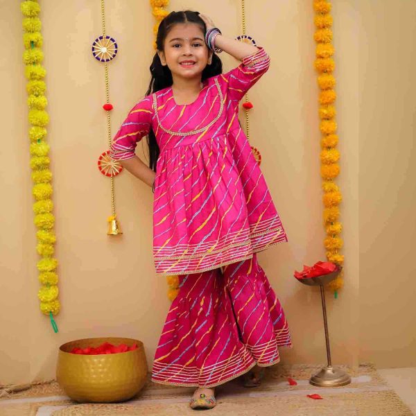 Pink Lehriya Sharara Set