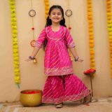 Pink Lehriya Sharara Set