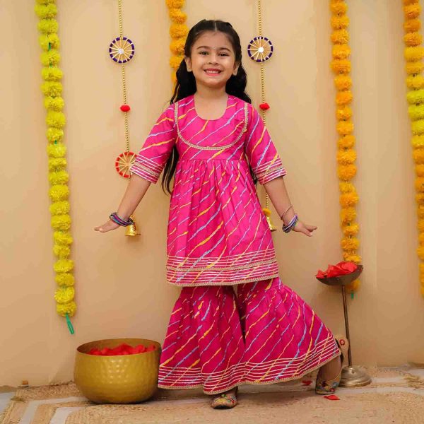 Pink Lehriya Sharara Set