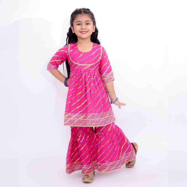 Pink Lehriya Sharara Set