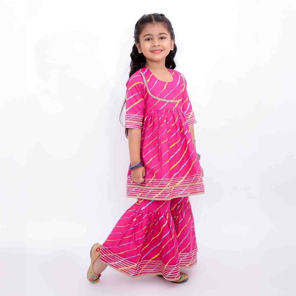 Pink Lehriya Sharara Set
