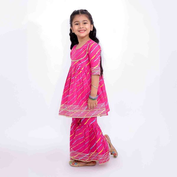 Pink Lehriya Sharara Set