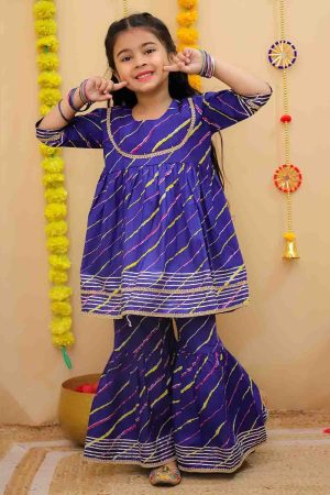 Purple Lehriya Sharara Set