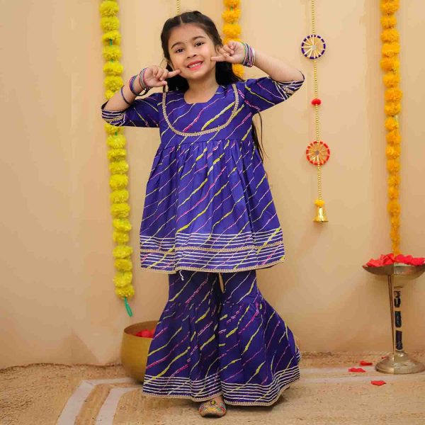 Purple Lehriya Sharara Set