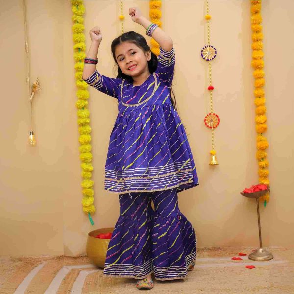 Purple Lehriya Sharara Set