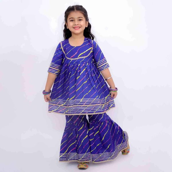 Purple Lehriya Sharara Set