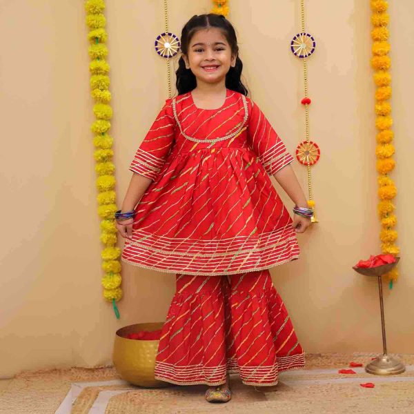 Red Lehriya Sharara Set