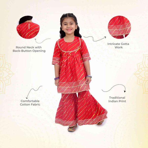 Red Lehriya Sharara Set