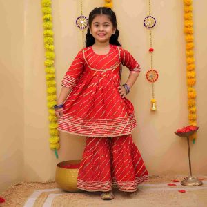 Red Lehriya Sharara Set