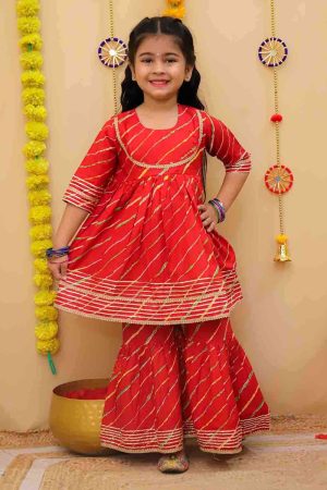 Red Lehriya Sharara Set
