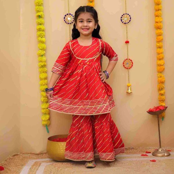 Red Lehriya Sharara Set