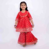 Red Lehriya Sharara Set