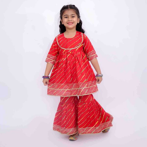 Red Lehriya Sharara Set