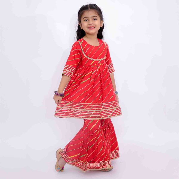 Red Lehriya Sharara Set