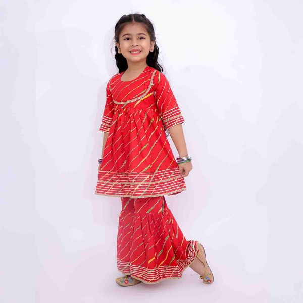 Red Lehriya Sharara Set