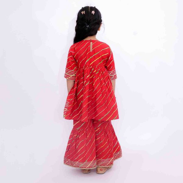 Red Lehriya Sharara Set