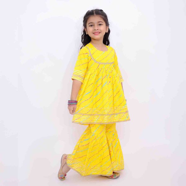 Yellow Lehriya Sharara Set