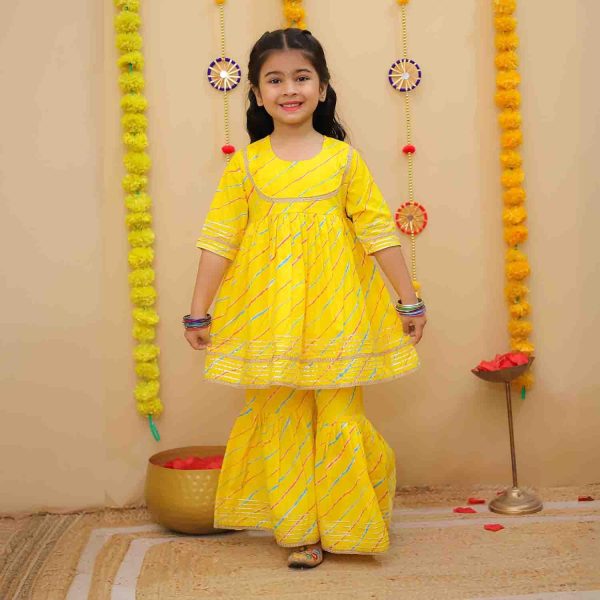 Yellow Lehriya Sharara Set