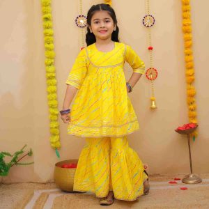 Yellow Lehriya Sharara Set