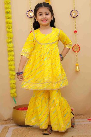 Yellow Lehriya Sharara Set