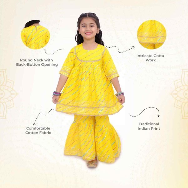 Yellow Lehriya Sharara Set