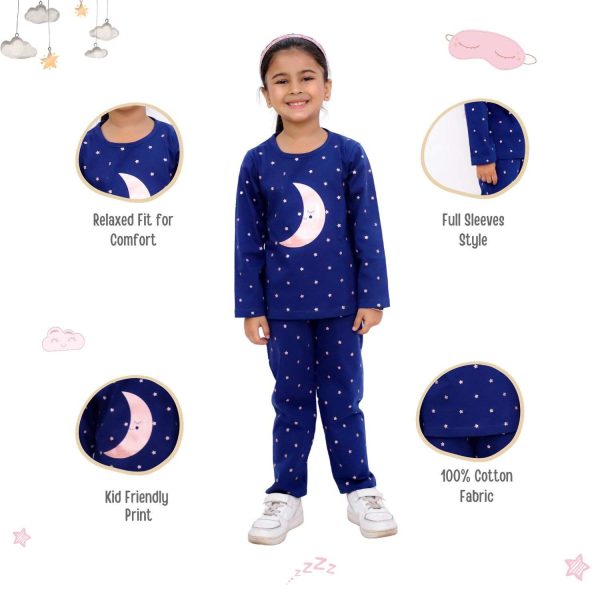 Navy Blue Moon & Star Night Suit