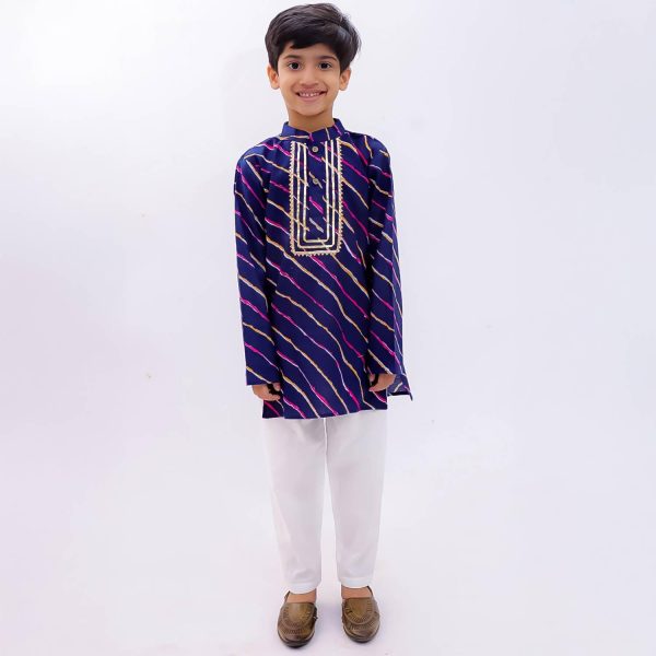 Blue Lehriya Kurta Pajama