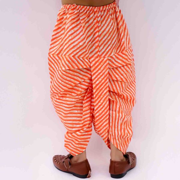 Orange Bandhani Lehriya Dhoti Kurta