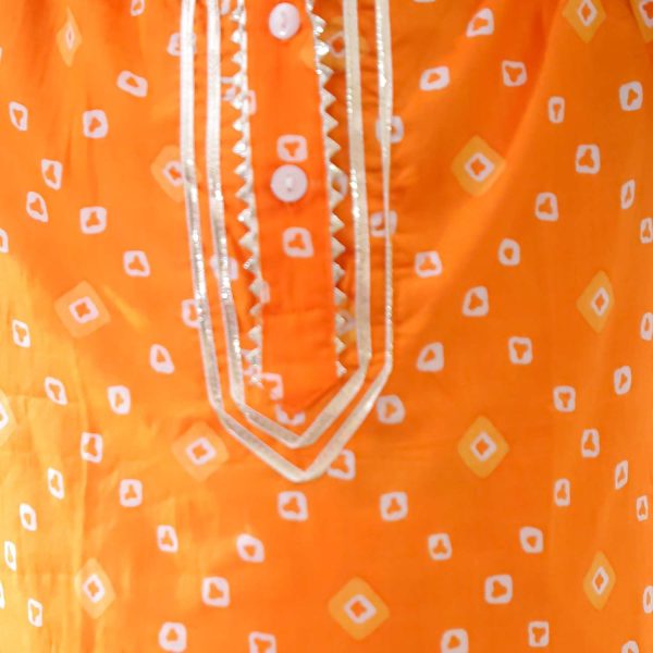 Orange Bandhani Print Kurta Pajama