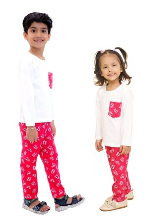 Red Vehicle Printed Night Suit
