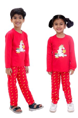 Red Unicorn Print Night Suit