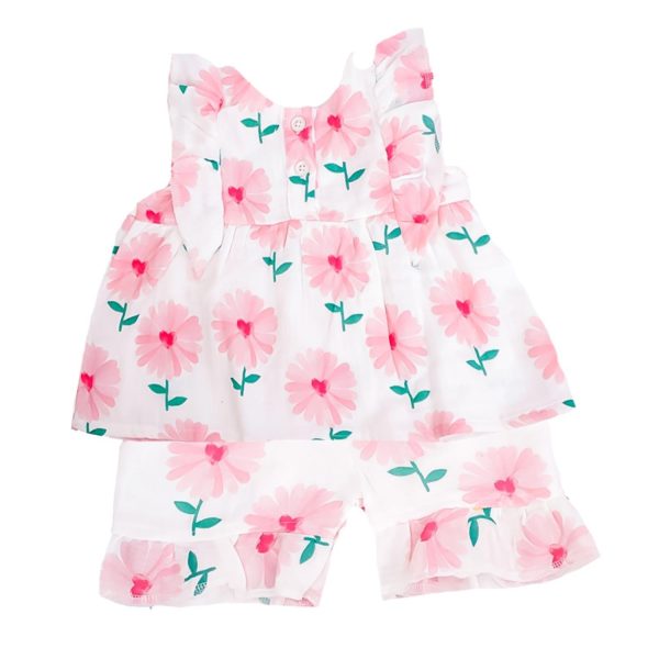 Pink Flower Print Frock