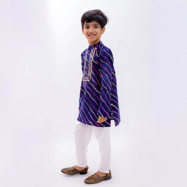 Blue Lehriya Kurta Pajama