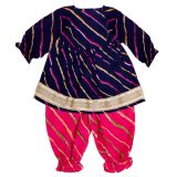 Blue Pink Lehriya Co Ord Set