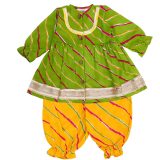 Green Yellow Lehriya Co ord Set