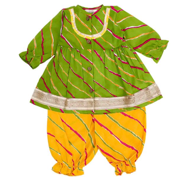Green Yellow Lehriya Co ord Set